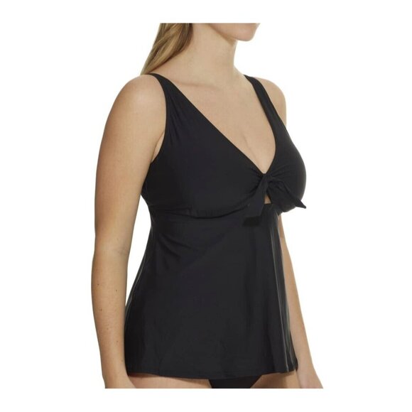 Birdsong Bare Necessities 34DDD Underwire Black Tie Front Tankini Swim Top NEW - Picture 7 of 13